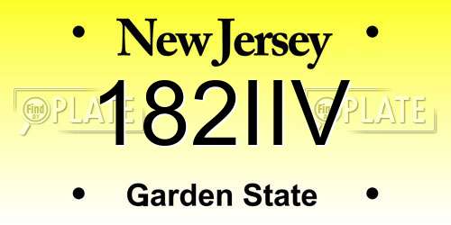 182IIV New Jersey License Plate