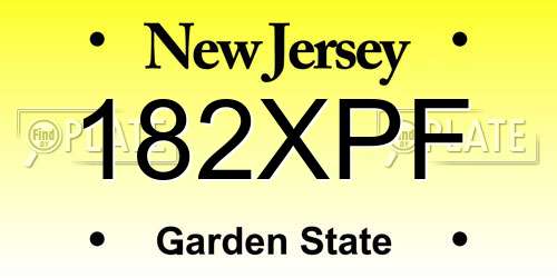 182XPF New Jersey License Plate