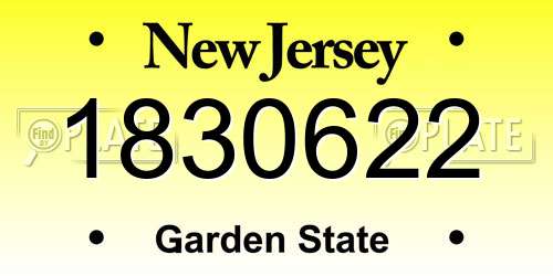1830622 New Jersey License Plate