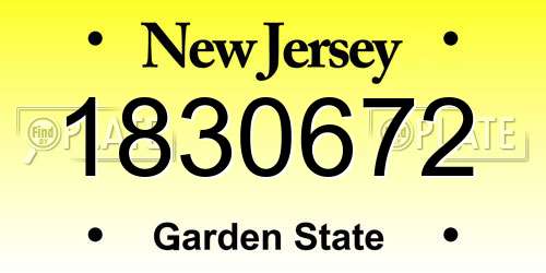 1830672 New Jersey License Plate