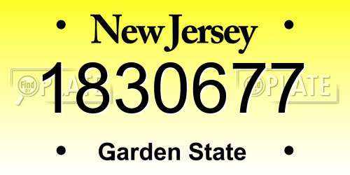 1830677 New Jersey License Plate
