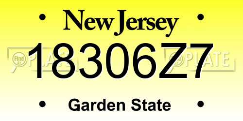 18306Z7 New Jersey License Plate