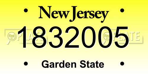 1832005 New Jersey License Plate