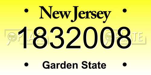 1832008 New Jersey License Plate