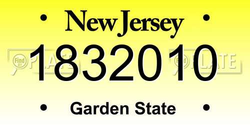 1832010 New Jersey License Plate