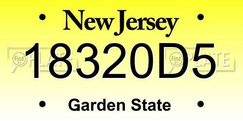 18320D5 New Jersey License Plate