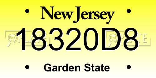 18320D8 New Jersey License Plate