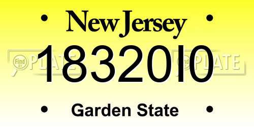 18320I0 New Jersey License Plate