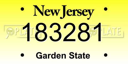 183281 New Jersey License Plate