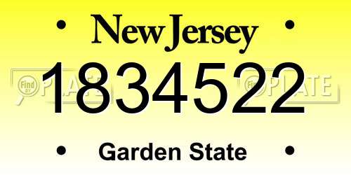 1834522 New Jersey License Plate
