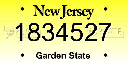 1834527 New Jersey License Plate