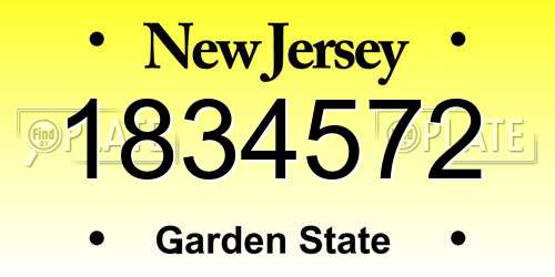 1834572 New Jersey License Plate