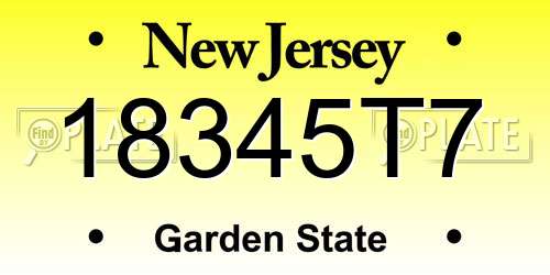 18345T7 New Jersey License Plate