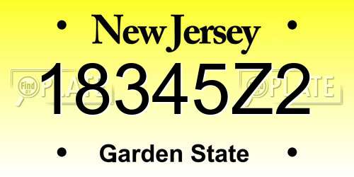 18345Z2 New Jersey License Plate