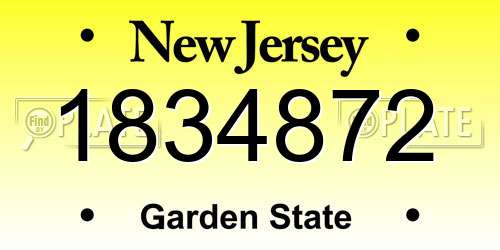 1834872 New Jersey License Plate