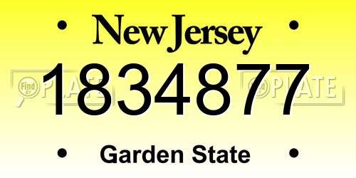 1834877 New Jersey License Plate