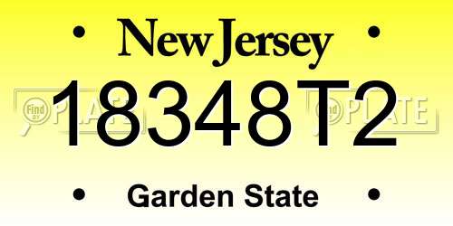 18348T2 New Jersey License Plate