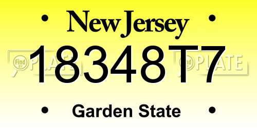 18348T7 New Jersey License Plate
