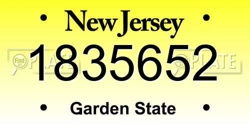 1835652 New Jersey License Plate