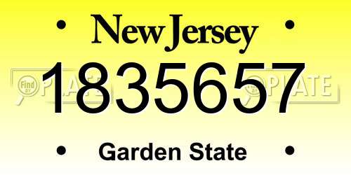 1835657 New Jersey License Plate