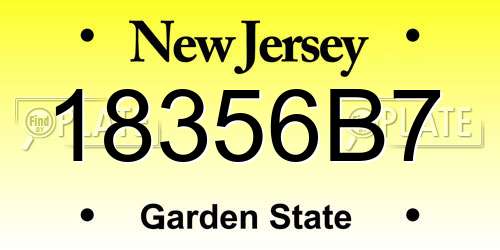18356B7 New Jersey License Plate