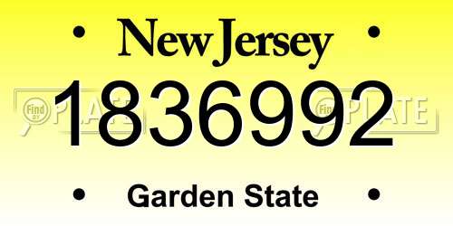 1836992 New Jersey License Plate