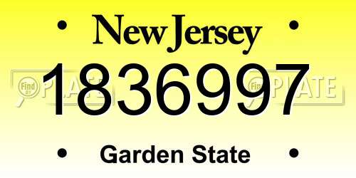 1836997 New Jersey License Plate