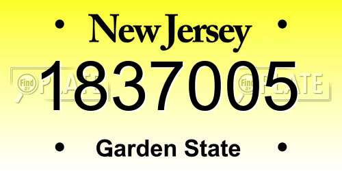 1837005 New Jersey License Plate