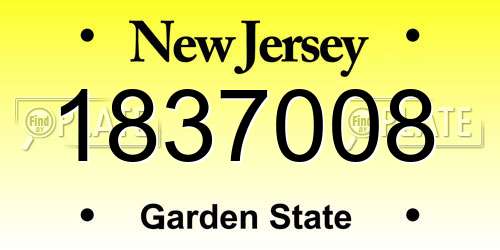 1837008 New Jersey License Plate