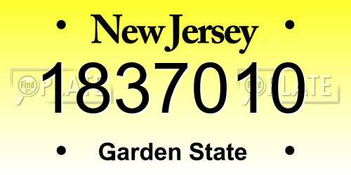 1837010 New Jersey License Plate