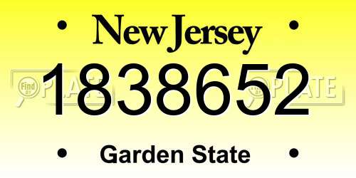 1838652 New Jersey License Plate