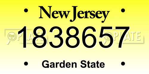 1838657 New Jersey License Plate