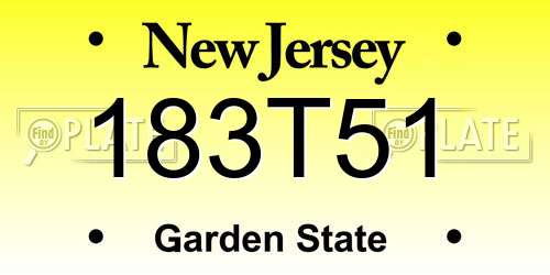 183T51 New Jersey License Plate