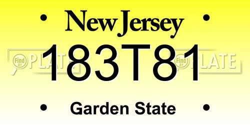 183T81 New Jersey License Plate