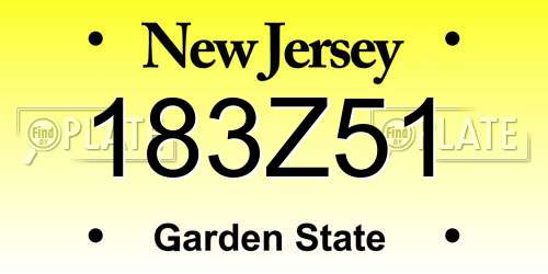 183Z51 New Jersey License Plate