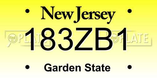 183ZB1 New Jersey License Plate