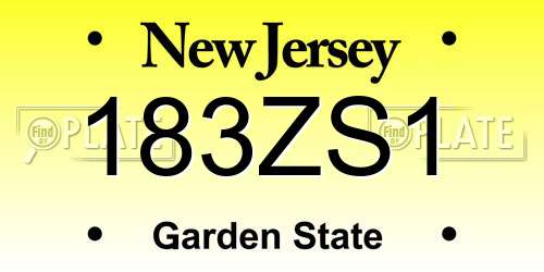 183ZS1 New Jersey License Plate