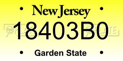 18403B0 New Jersey License Plate