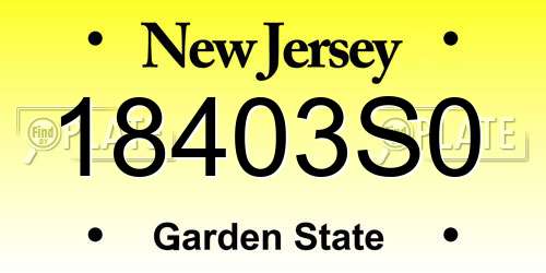 18403S0 New Jersey License Plate
