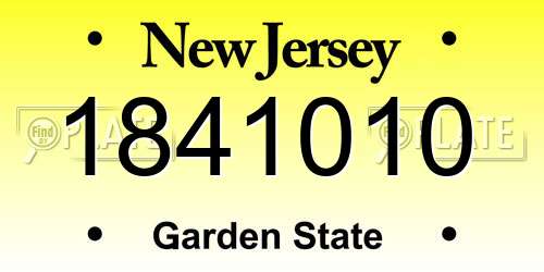 1841010 New Jersey License Plate