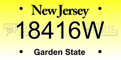18416W New Jersey License Plate