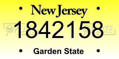 1842158 New Jersey License Plate