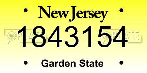 1843154 New Jersey License Plate