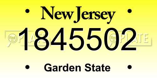 1845502 New Jersey License Plate