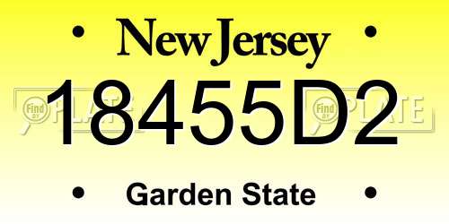 18455D2 New Jersey License Plate