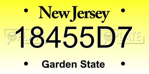 18455D7 New Jersey License Plate