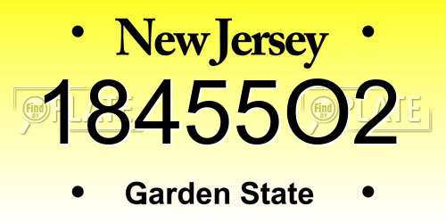 18455O2 New Jersey License Plate