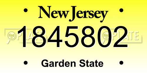 1845802 New Jersey License Plate