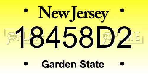 18458D2 New Jersey License Plate