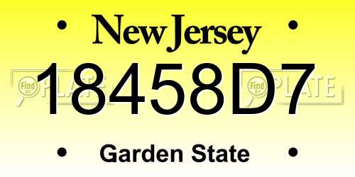 18458D7 New Jersey License Plate